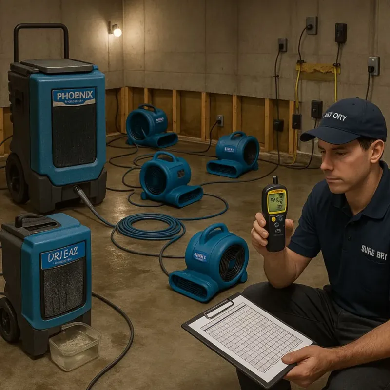 Structural Drying and Dehumidification process in Barstow Heights, CA